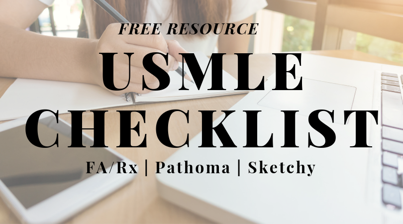 Free USMLE Checklist (FA, Pathoma, Sketchy)